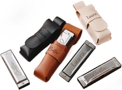Gepersonaliseerde Mondharmonica - Roestvrij Staal - Muziek Maken - Gravering Mogelijk - 10.5 x 3 cm - Zwart