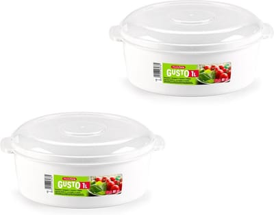 Plastic Forte Magnetronschaal - 2x - 1 liter - wit/transparant - kunststof