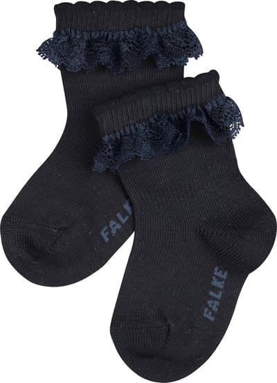 FALKE Romantic Lace eenkleurig katoen sokken baby blauw - maat 62-68