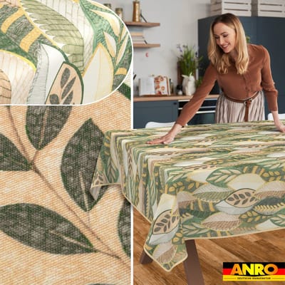 ANRO Tafelkleed Griekse ornamenten Beige 180x100cm Met sierband Afwasbaar Waterafstotend