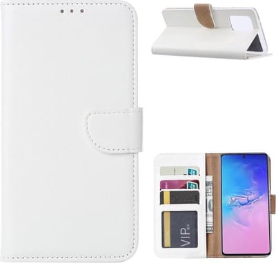 Bookcase Geschikt voor: Samsung Galaxy A91 - Wit - portemonnee hoesje