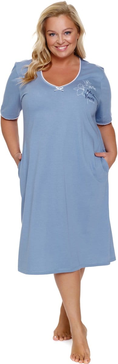 Doctor Nap Katoenen Nachthemd Nachtjapon Korte Mouw Dames Sky Blue TB.7263 40 / L