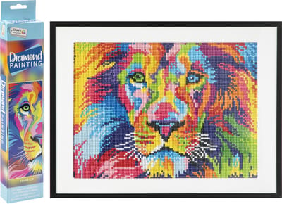 Craft Sensations Kleurrijke Leeuw Diamond Painting | 30 X 40 CM | Diamond Painting volwassenen | Ronde steentjes