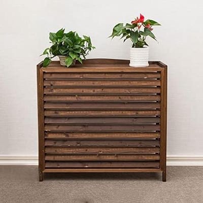 Buitenunit Omkasting - Privacy Scherm - Tuin Decoratie - Verkoold Hout - 85 x 35 x 75 cm - Bruin