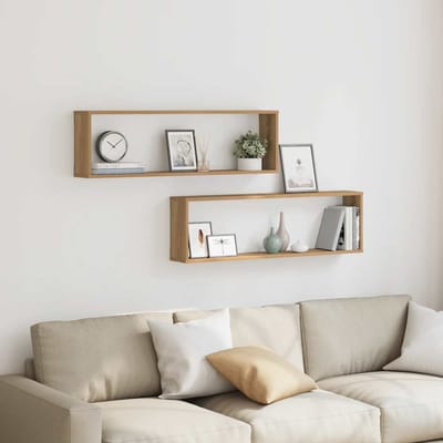 vidaXL - Wandschappen - kubus - 2st - 100x15x30cm - bewerkt - hout - artisanaaleiken