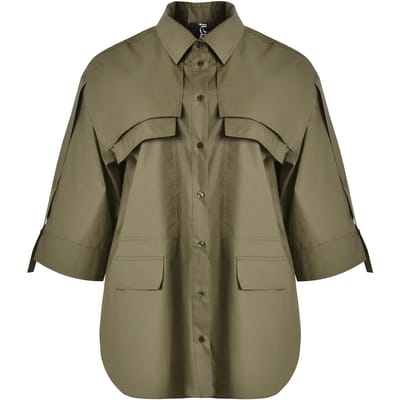 Dames popeline blouse met opgestikte zakken Mat Fashion