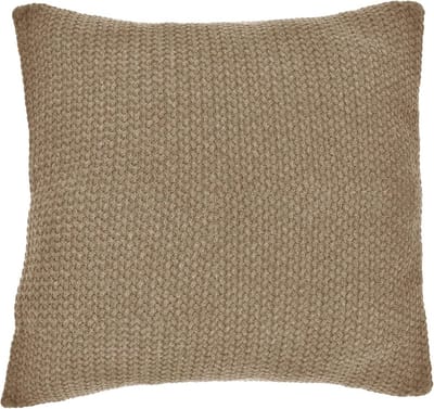 Kussenhoes Gebreid - Decoratief Sierkussen - Woonkamer Styling - Visgraat Motief - 50x50 cm - Zandkleur