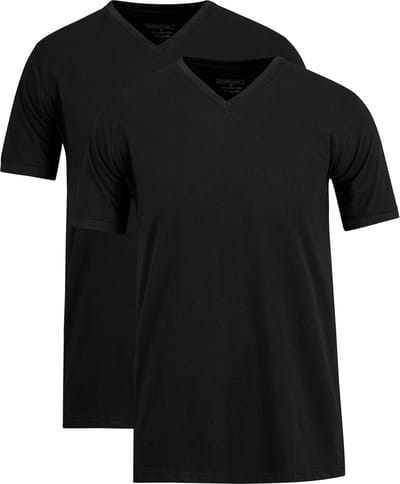 STØRVIK Extra lang T-Shirt 2-Pack Heren - Katoen - V-Hals - Maat 2XL - Zwart