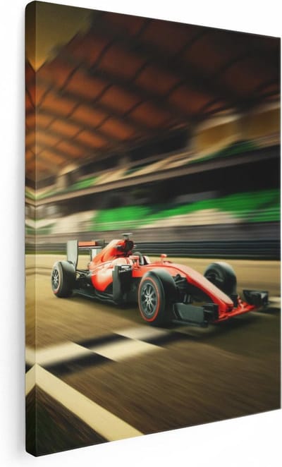 Artaza Canvas Schilderij Raceauto - 30x40 cm - Klein - Wanddecoratie Formule 1 - Muurdecoratie Woonkamer - Kamer Accessoires