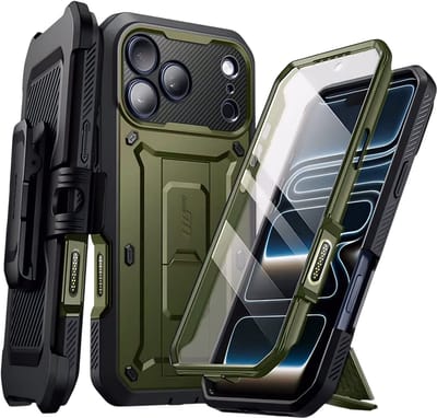 Super stevige luxe hoes geschikt voor iPhone 17 Pro Max - Telefoonhoesje (6,9 inch) – Extra robuuste premium telefoonhoes met ingebouwde screenprotector tegen vallen, stoten en krassen-Donkergroen