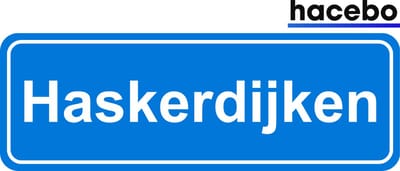 Hacebo - Plaatsnaam Sticker - 29x10 CM - Haskerdijken sticker - Verkeersborden sticker - grappige cadeaus - Haskerdijken