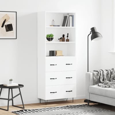 vidaXL - Hoge - kast - 69,5x34x180 - cm - bewerkt - hout - wit