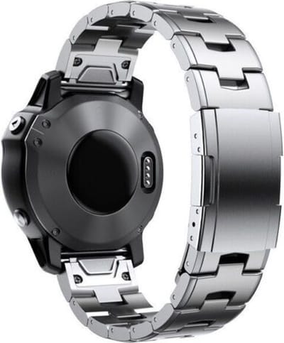 Strap-it Titanium Bandje geschikt voor Garmin Fenix 5 (Plus & Sapphire) / Fenix 6 (Pro & Sapphire) / Fenix 7 / Fenix 8 47 mm / Fenix E / Epix Gen 2 47 mm / Forerunner 935/945/955/965/745 / Quatix 7 / Instinct (1) – QuickFit 22 mm – Zilver