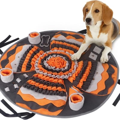 Famanu – Graafmat voor honden - antislip - trainingsmat - intelligent wasbaar - snuifmat voor honden - stress - verveling release - gezondheid (oranje en grijs)