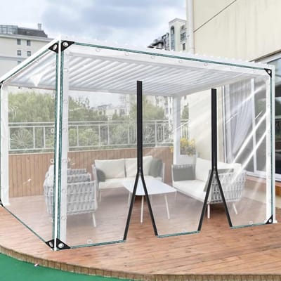 Doorzichtig Dekzeil - Transparant Zeil PVC - Buitenruimte Beschermen - Met Ritssluitingen - 2.8x2m - Transparant
