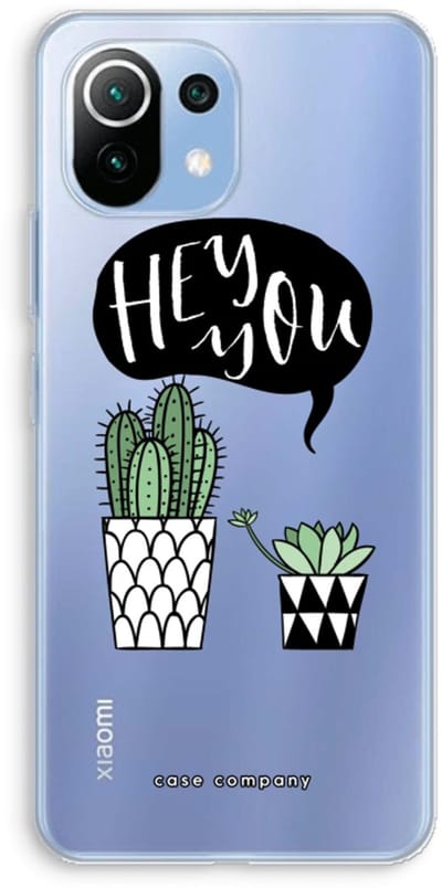 Case Company® - Hoesje geschikt voor Xiaomi Mi 11 Lite hoesje - Hey you cactus - Soft Cover Telefoonhoesje - Bescherming aan alle Kanten en Schermrand