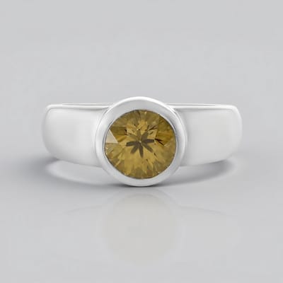 Cavill - Zilveren ring - 925 Sterling zilver platina - Gele zirkoon 1,842 ct - Ronde briljant - Moderne brede comfortabele ring dames