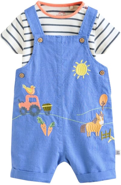 Next - Jongens - Babytuinbroek en rompertje - Blauw