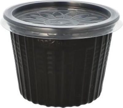 Herbruikbare snack- en soepbeker, 500 ml 11,5 cm · H 8,5 cm zwart met deksel (25 stuks)