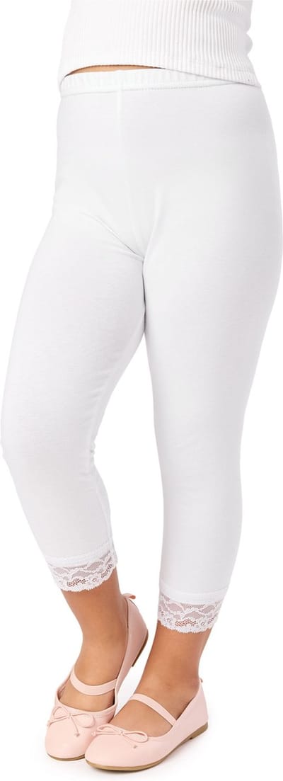 Merry Style MS-MS10-293-LE Meisjes Leggings - Sport - Vrijetijdsbroek - 3/4 Capri – Viscose - Sporbroek - Yogabroek - Wit - 110