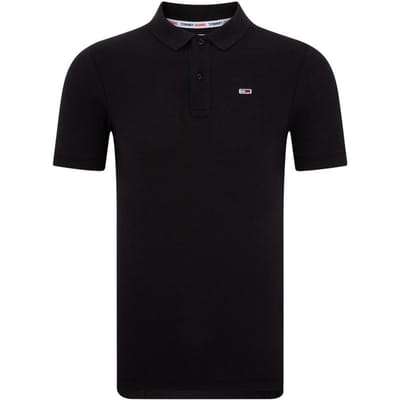 Tommy Hilfiger Katoen Effen Slim Fit Korte Mouw Poloshirt Heren tops Zwart DM0DM15370BDS XS black