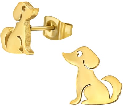 CS Joy - Hond oorbellen - Chirurgisch staal - 9.5 x 10 mm - ip/pvd goldplated