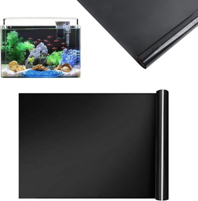 Static Adhesive Aquarium Achtergrond 40 x 400 cm - Zelfklevende Film voor Aquariums en Terrariums, Zwart Design, Makkelijk aan te brengen en Verwijderbaar