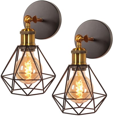 2 Stuks Wandlamp Industrieel Verstelbaar Vintage Wandverlichting voor Woonkamer Slaapkamer Gang Zwart Bronzen