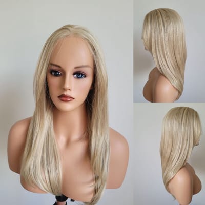 Biologisch Synthetische Haar Pruik – Blond – Hittebestendig – 18 inch (45 cm) – Front Lace 13x4 – Luxe Steile Pruik voor Dames – Natuurlijke Look- Frazimashop
