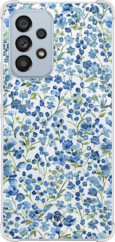 Casimoda® hoesje - Geschikt voor Samsung Galaxy A53 - Vintage Blue Floral - Shockproof case - Extra sterk - Siliconen/TPU - Blauw, Transparant