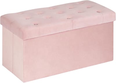 Omgoods - Opbergbank met Deksel en Stoffering, 80 x 40 x 40 cm, Roze