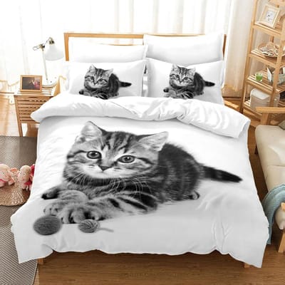 200x200 Housse De Couette Ensembles De Literie Amoureux Des Chats Housse Hiver Chambre Couette Taies d'oreiller Enfant,jumeau Animaux De Compagnie Chats Literie 150x200 AU Double(180x210cm)