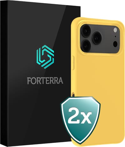 Hoesje 2 Stuks - Geschikt voor Apple iPhone 17 Pro - Sterk & Shockproof - Back Cover - Case Siliconen - Telefoon Hoes - Geel