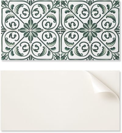 Zelfklevend vinylpaneel met print voor de woonkamer, 100x50 cm, plantenpatroon met ornamenten.