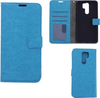 LuxeBass Hoesje geschikt voor Xiaomi Redmi 9 - Boekhoesje met kaartvakken - Turquoise gsm hoesje - telefoonhoes - telefoonhoesjes