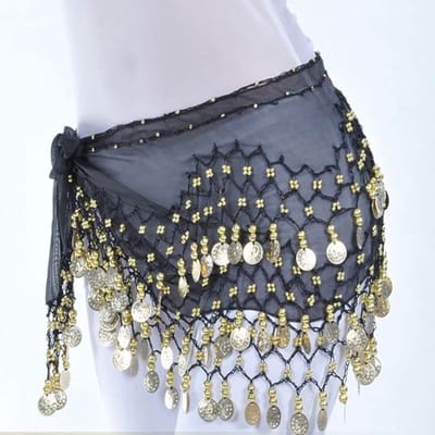 Allecto - Belly Dance Hip Scarf - Buikdansaccessoire - Zwart