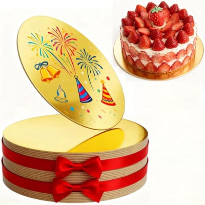 Ronde Taartstandaard van 30 cm, Gouden Taartplateau van Stevig Karton, Perfect voor Taarten en Desserts