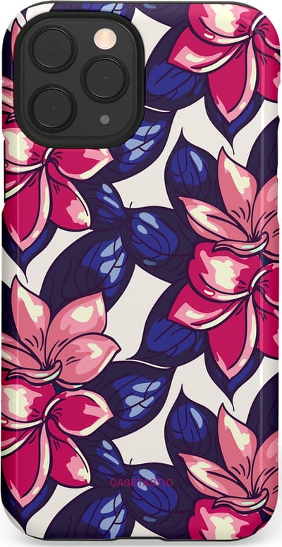 Casetastic hoesje geschikt voor Apple iPhone 11 Pro - Dubbellaagse bescherming - Tropen paradijs - Fashion Case - Donkerblauw Roze Koraal Lila