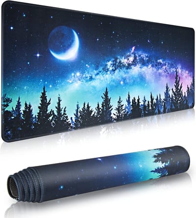 Grote gaming muismat (800 × 300 × 3 mm) met gestikte randen, antislip rubberen ondergrond, wasbare bureau pad voor gamers, thuis en op kantoor.