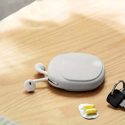 Draagbare Kleine Opbergdoos voor Datakabels, Verpakkingskubus voor Koptelefoon Oordopjes, Elektronische Oplader Organizer voor Reizen wit