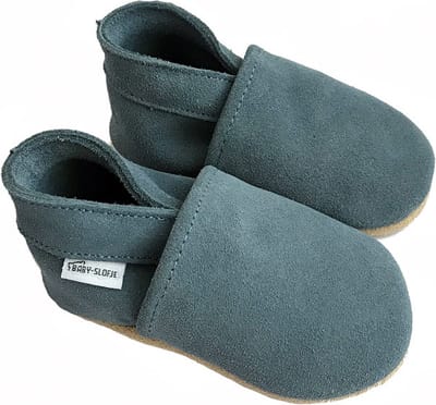 Blauw/grijze suede babyslofjes van Baby-Slofje maat 16/17 - Glacier Lake