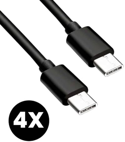 4x USB-C Oplader Kabel - USB-C Naar USB-C Kabel - Oplaadkabel - Lader - Laadkabel - Universeel - Snellader - Zwart - 1 Meter