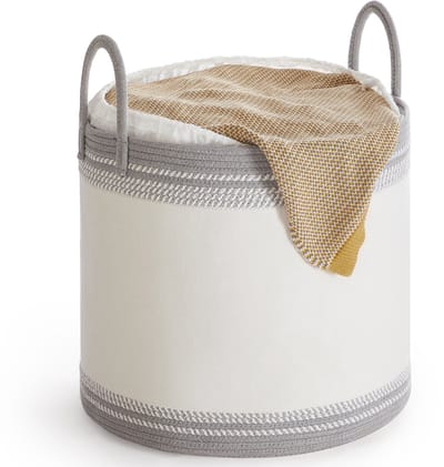 SONGMICS - Wasmand - Wassorteerder - Katoen - Met Handgrepen - Voor Slaapkamer en Wasruimte - 90L