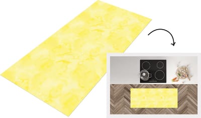 Keukenloper - Loper keuken - Patronen - Waterverf - Geel - Marmer - 120x50 cm - Keukenloper vinyl