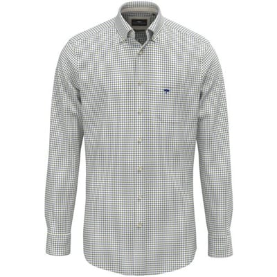 Fynch-Hatton Overhemd Poplin Check Button-Down Avocado / male