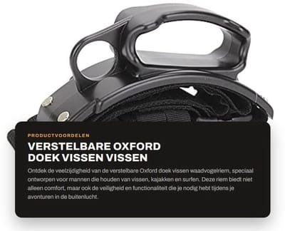Waadvogelriem Verstelbaar - Oxford Doek - Veiligheidsgesp - D-ringen - Ademend - Geschikt voor Vissen/Kajakken - Vissersriem