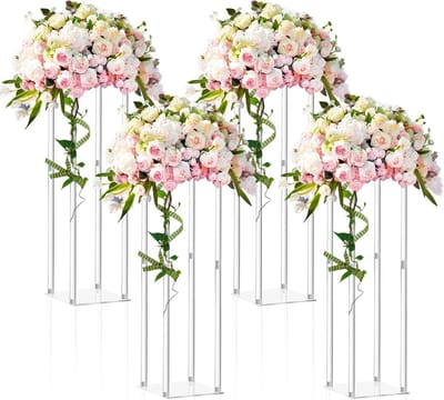Acryl Vazen Set - Bloemenstandaard Kolom - Bruiloft Centerpieces - Hoge Transparantie - 72 cm Hoog - Transparant