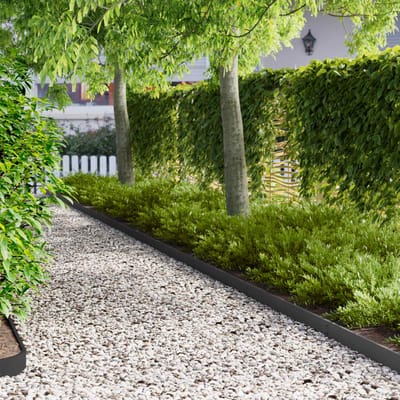 vidaXL - Gazonboord - met - omgebogen - bovenrand - 10 - st - 103x10cm - Staal - Zwart