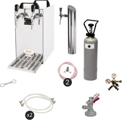 Complete set - Biertap - Kontakt 40 - 2-kraans, 50 liter/u - Beertender - Thuistap - Bierkoeler - met Fustkoppeling Type G