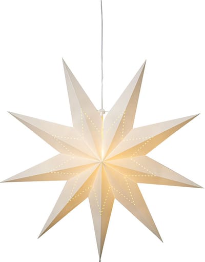 Star Trading Grote papieren ster 'Lysa', met geperforeerd patroon, 9-puntig, netvoeding, E14-fitting, wit, Ø 80 cm